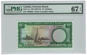 1965 - 1970 Gambia 10 Shillings Pick # 1a PMG EPQ 67 Superb Gem Uncirculated - Picture 1 of 2