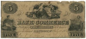 1854 Bank of Commerce Baltimore MD $5 No.1412 (L2023) - Picture 1 of 2
