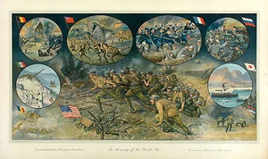 ANTIKE & SELTENE 1919 WWI Halbton Litho in 18 Farben IN GEDENKEN AN DEN WELTKRIEG - Bild 1 von 1