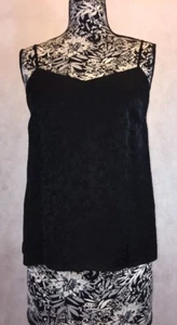 Theory Damen Top Größe S Neu mit Etikett Ärmellos Efeu Jacquard Waschung Schwarz 100% Viskose - Bild 1 von 7