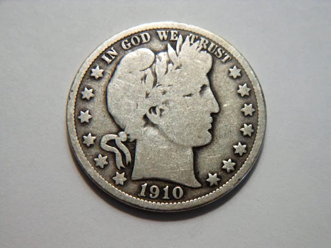 1910-P VG Barber Silver Half Dollar,  Nice *Low Mintage* (418K) Coin to collect Cover