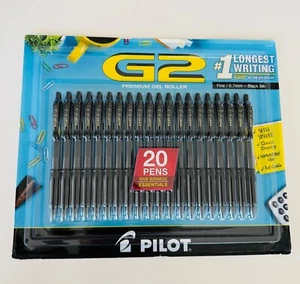 Brandneu Pilot G2 Einziehbar Gel Tintenstifte 0,7 mm Feine Spitze Schwarz 20 Stück - Bild 1 von 4