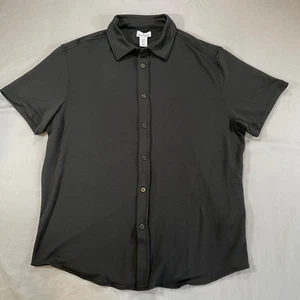 Daniel Hechter Stretch Button Down Shirt Short Sleeve Mens XL Black - Picture 1 of 5