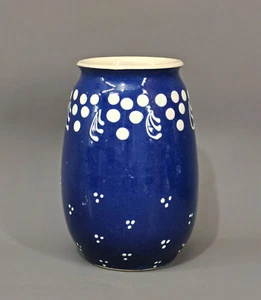 99845161 Keramik Balustervase Bürgel Thüringen blau-weiße Engobe-Malerei H19cm - Bild 1 von 2