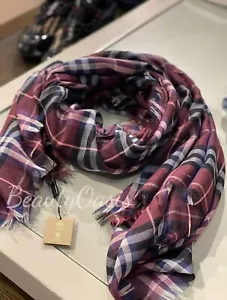 Burberry Castleford Check Plaid Light weight Modal Wool Scarf (cc-ha-104) - Picture 1 of 7