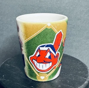CLEVELAND INDIANS CHIEF WAHOO LOGO SHOT GLASS Ceramic - Picture 1 of 7