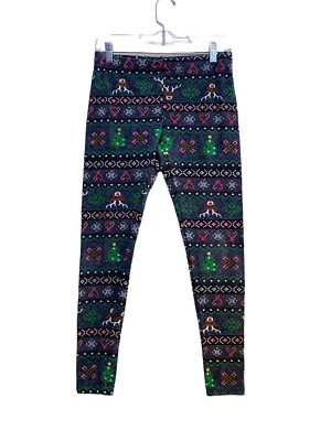 Leggings Navidad Reno Negro Estampado Vacacional Mujer Talla Pequeña Foto 1 de 4