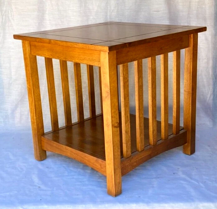 Vintage Arts and Crafts Mission Style Solid Wood Square End Side Table - Nice! - Image 1 of 2