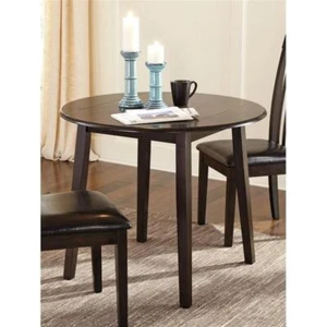 Signature Design by Ashley Hammis Round Drop Leaf Dining Table in Dark Brown - Picture 1 of 4