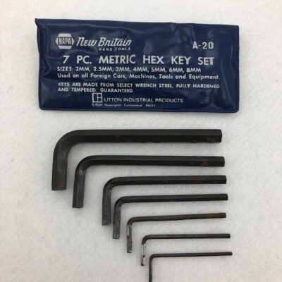 Conjunto de chaves sextavadas métricas NAPA / New Britain 7 peças *estoque antigo* - Imagem 1 de 4