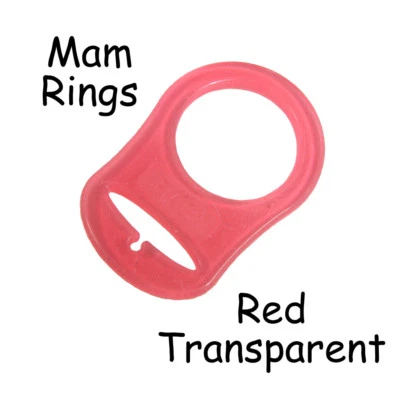 50 Red Transparent Silicone MAM Ring Button Style Dummy Pacifier Clip Adapter - Image 1 of 4
