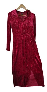 Red Placket Wrap Velvet Dress Without Belt Birthday Anniversary Wedding  Dress - Picture 1 of 5