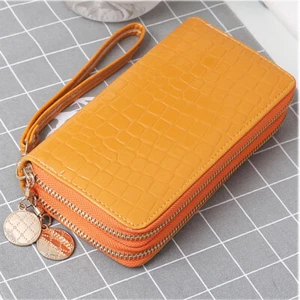 9 Colors Double Zipper Design Women Leather Wallet Big Capacity Purse Clutch US - Picture 1 of 32