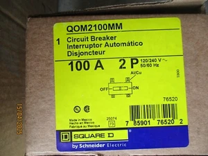 NEW QOM2100MM Square D 100amp 2 Pole Circuit Breaker 120/240 VAC - Picture 1 of 2