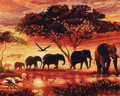 Pintura por números marco de madera elefantes Spirit of Africa - Imagen 1 de 4