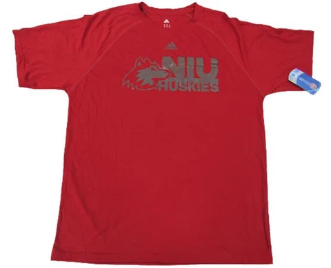 NIU Northern Illinois Huskies Mens Sizes S-M-L-XL-2XL Red Adidas Polyester Shirt Cover