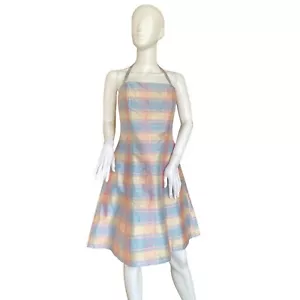 Shosanna Women's Pastel Plaid Shantung Silk Cocktail Dress Dress Size 6 - Picture 1 of 8