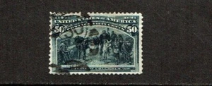 1893 U.S. COLUMBIAN EXPO Issue 50c Slate Sc#240 Postally Used  Scarce See Note - Picture 1 of 2