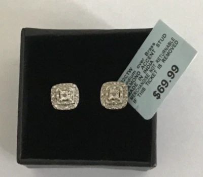 Diamond Accent Rhodium Over Brass Stud Post Earrings NWT E3 - Image 1 of 4