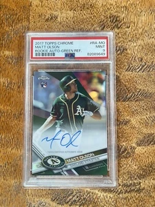 Topps 2017 cromado #RA-MO Matt Olson verde radiocontrol automático #'d 38/99. Psa 9 como nuevo - Imagen 1 de 3