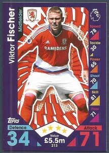 TOPPS MATCH ATTAX 2016-17 #213-MIDDLESBROUGH-VIKTOR FISCHER - Imagen 1 de 1