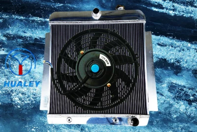 Radiador + ventilador de aluminio de 3 filas para camioneta Chevy 1955-1959 V8 en MT 1956 57 Foto 1 de 4