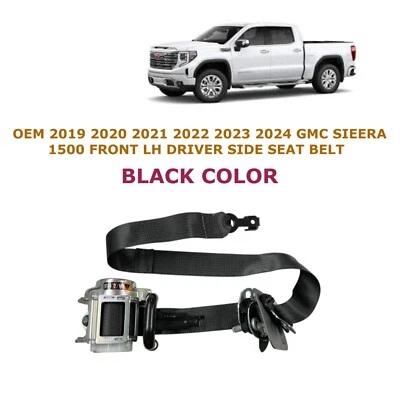2019 20 21 22 23 2024 GMC Sierra 1500 front left side seat belt BLACK - Image 1 of 4