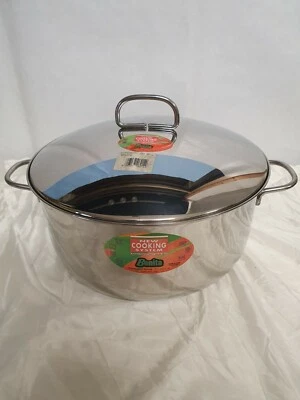 CASSERUOLA ACCIAIO 2 MANICI CM.28 CON COPERCHIO BONITA BARAZZONI - Immagine 1 di 4