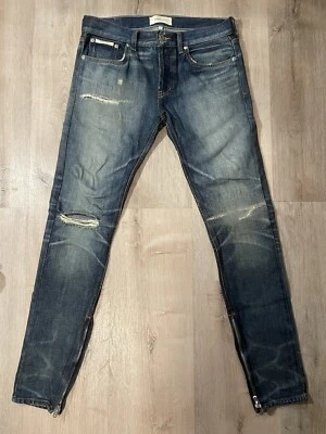 Pantalón de mezclilla Fear Of God FOG Essentials vintage con cremallera al tobillo 30 ribete índigo Foto 1 de 4