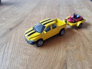 Siku 1644 Pick-Up mit Kart Dodge RAM 1500 Gelb Schwarz Anhänger - Top & Selten! - Bild 1 von 5