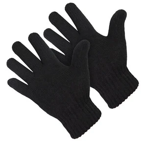 Men's Cold Weather Thermal Insulated Acrylic Rib Cuffed Black Gloves - Picture 1 of 4