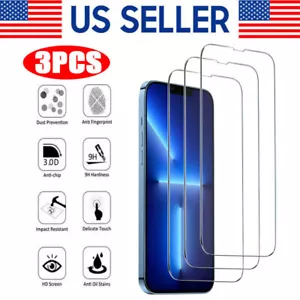 Tempered Glass Screen Protector Full Cover For iPhone 16 15 14 13 12 11 Pro lot - Picture 1 of 9
