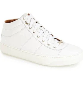 NIB $550+ Jimmy Choo Bells Mid High Top Lace up Women's Sneaker Shoes White 41.5 - Picture 1 of 12