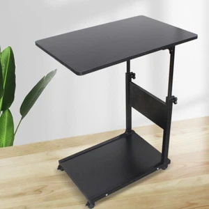 Schwarz Beweglicher Tisch mit Rädern Verstellbare Höhe Schreibtisch 55 ~ 80cm - Afbeelding 1 van 12