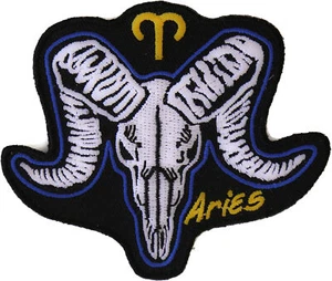 Parche de signo del zodiaco cráneo de Aries - 3,6x3 pulgadas - P5479 - Imagen 1 de 5