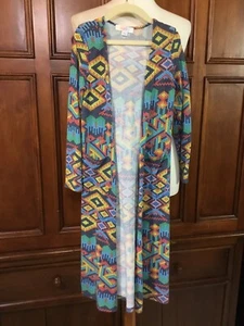 LuLaRoe Girls Long Cardigan Sariah Size 10 Euc Fun Animal Print Vibrant Colors P - Picture 1 of 15