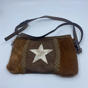 LONE STAR•American West•Hand-Tooled Leather•Shoulder Bag•Suede Star• - Picture 1 of 3