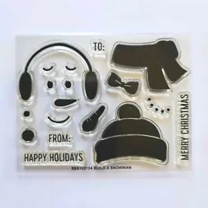 BUILD A SNOWMAN Simon Says Stamp Clear Stamp Set Winter Christmas Face bb160 - Picture 1 of 2