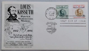 FDC Sc # 1117-18 - Louis Kossuth - Fleetwood - W/ Masonic Insert - Picture 1 of 3