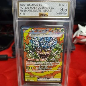 Pokemon 2025 Maschera Teal Orgerpon ex 145/131 Evoluzioni Prismatiche SAR AGS 9.5 MINT+ - Foto 1 di 6