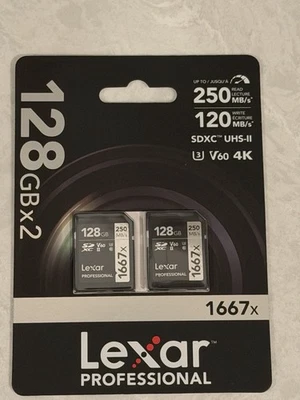 Lexar 128GB (2-Pack) Professional 1667x SDXC Memory Cards - Image 1 of 2