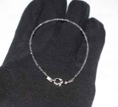 Natural Azul Iolita Gema 2MM Cuentas Redondas 925 Plata de Ley 6" Pulseras - Imagen 1 de 4