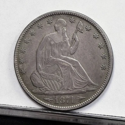 Medio dólar Liberty Seated 1874 - detalles como nuevo, limpio y daños por medio ambiente (#59824-L) Foto 1 de 4