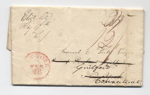 1825 Elizabeth City NC Manuskript Stempelloser Brief weitergeleitet NYC [K.235] - Bild 1 von 3