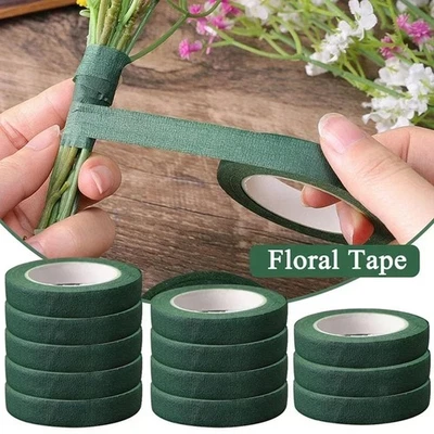 12 Rolls Floral Tapes Dark Green Flower Tapes Flower Tools Lightweight - Image 1 of 4