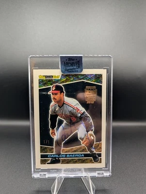 2018 Topps Archives Signature Series Carlos Baerga Auto /1 '93 Topps Black Gold - Image 1 of 2