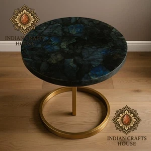 Regal and Opulent Labradorite Stones Table Top Handmade Furniture Decor 21" - Picture 1 of 13