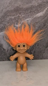 Vintage Russ 4 1/2" Troll Puppe orange Haare nackt - Bild 1 von 7