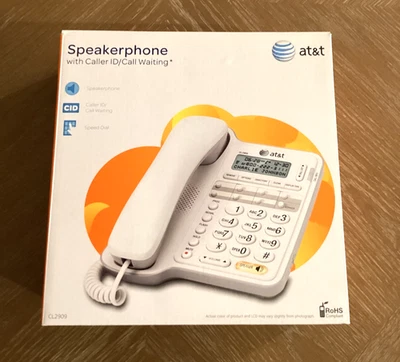 AT&T CL2909 Corded Phone Speakerphone Caller ID Call Waiting White. New in Box - Image 1 of 4