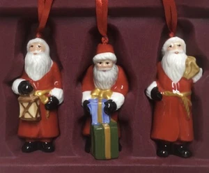 VILLEROY & BOCH Nostalgischer Weihnachtsmann Weihnachtsschmuck 3er Set Porzellan - Bild 1 von 5